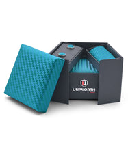 Turquoise Geometric Cufflink Tie Set