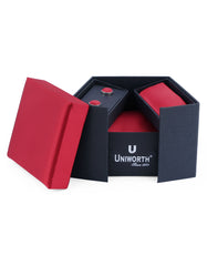 Red Plain Cufflink Tie Set