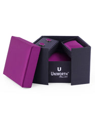 Purple Plain Cufflink Tie Set