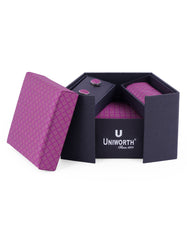 Purple Check Cufflink Tie Set
