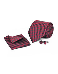 Red Geometric Cufflink Tie Set