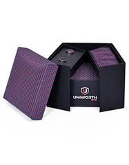 Purple Geometric Cufflink Tie Set