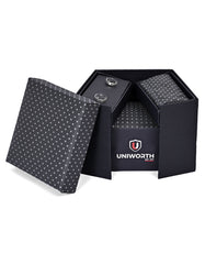 Black Geometric Cufflink Tie Set