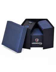 Blue Geometric Cufflink Tie Set