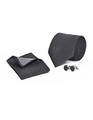 Black Geometric Cufflink Tie Set
