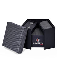 Black Geometric Cufflink Tie Set