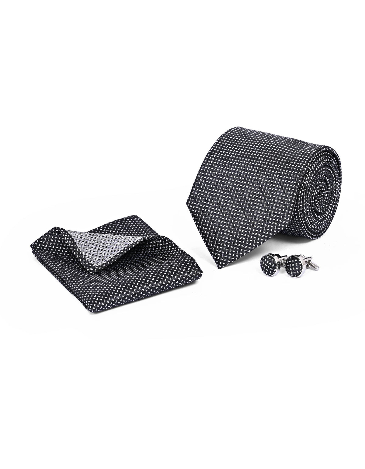 Black Geometric Cufflink Tie Set