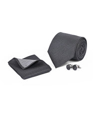 Black Geometric Cufflink Tie Set