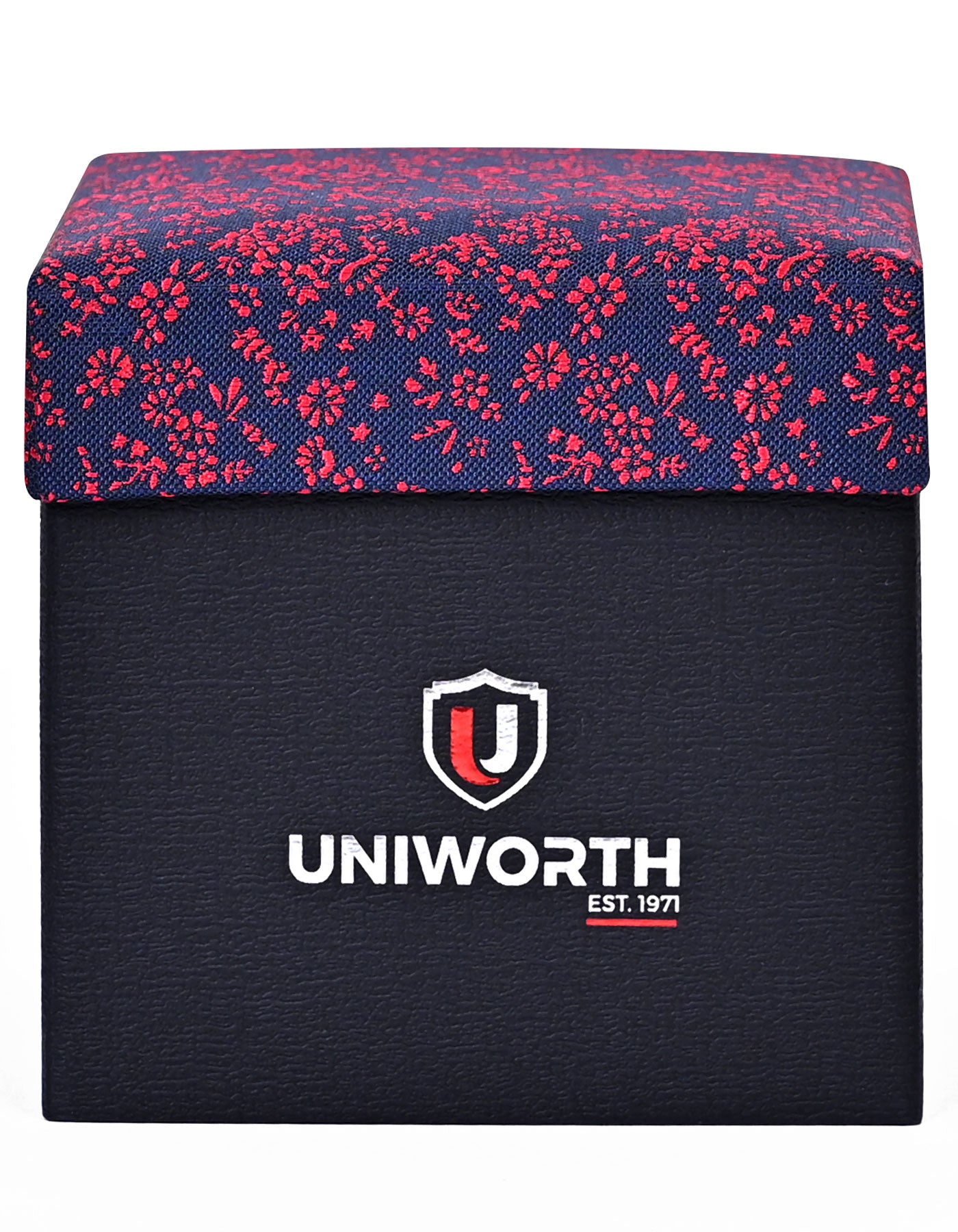 D Navy Floral Cufflink Tie Set