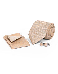Beige Paisley Cufflink Tie Set