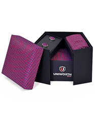 Red Geometric Cufflink Tie Set