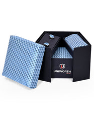 Sky Geometric Cufflink Tie Set