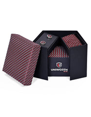 Red Geometric Cufflink Tie Set
