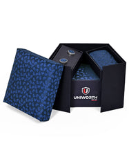 Navy Paisley Cufflink Tie Set
