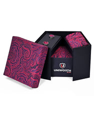 Red Paisley Cufflink Tie Set