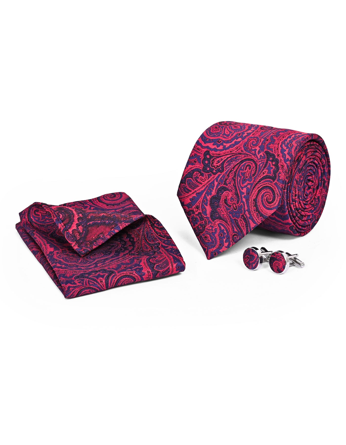 Red Paisley Cufflink Tie Set