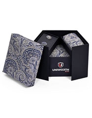 Beige Paisley Cufflink Tie Set