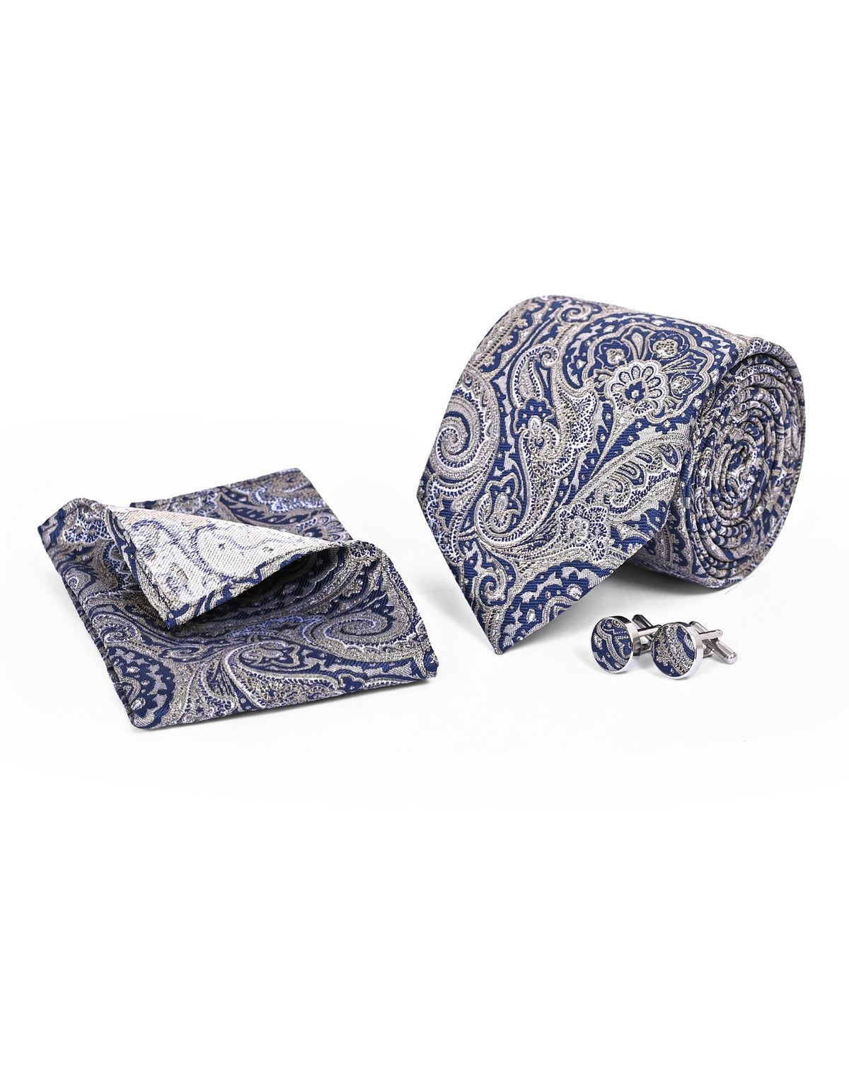 Beige Paisley Cufflink Tie Set