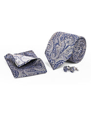 Beige Paisley Cufflink Tie Set