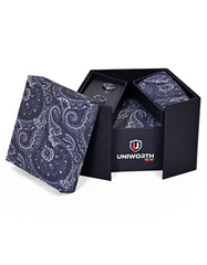 Charcoal Paisley Cufflink Tie Set