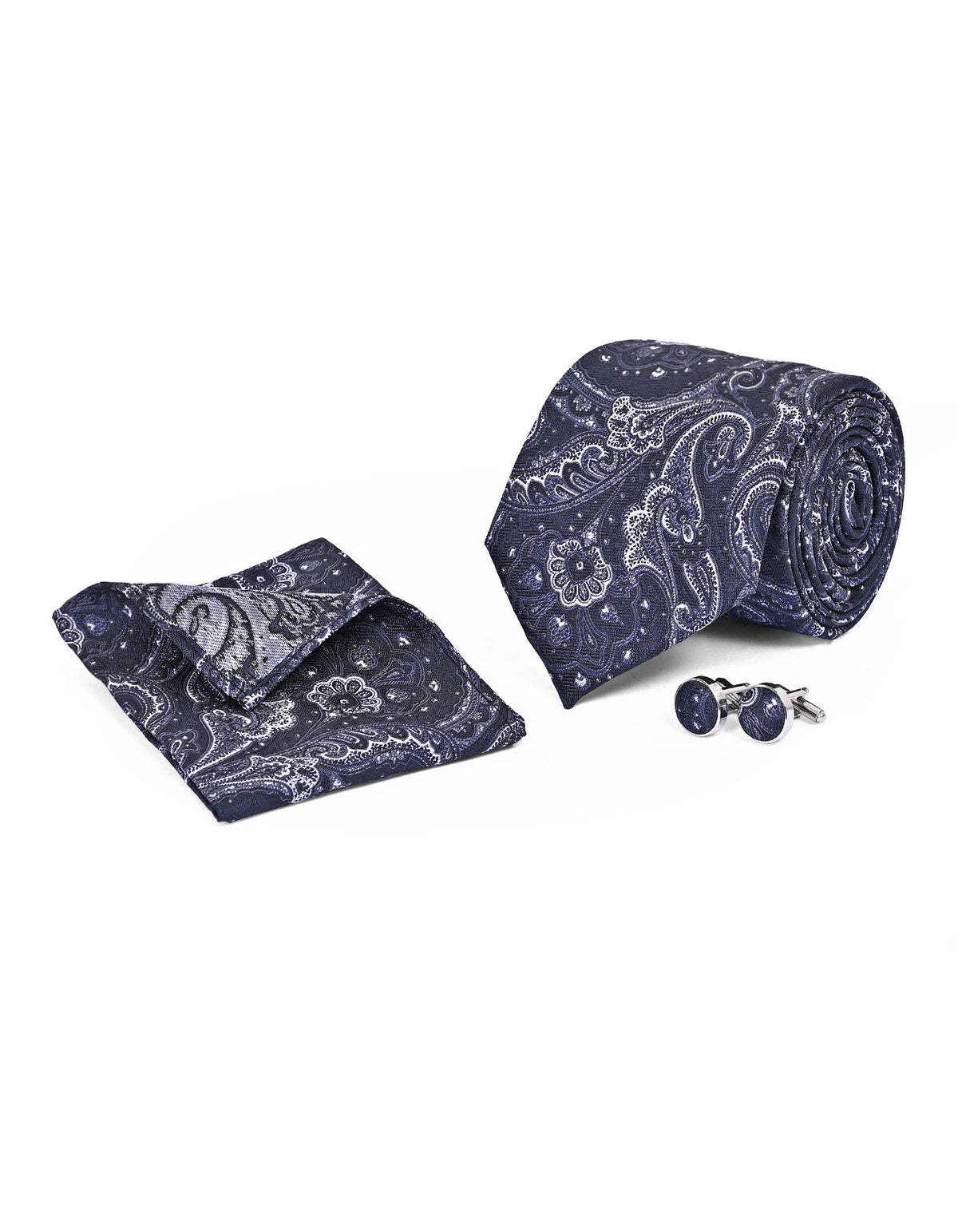 Charcoal Paisley Cufflink Tie Set