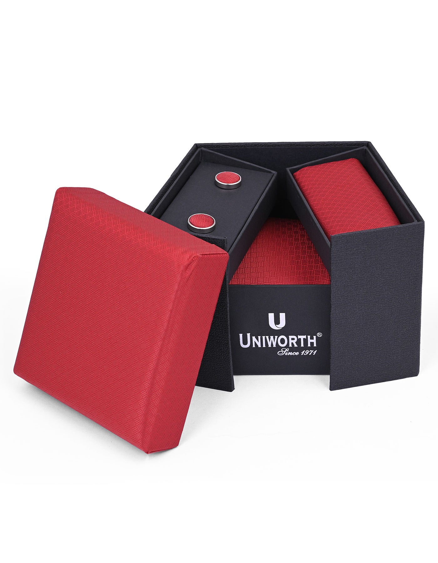 Maroon Self Cufflink Tie Set