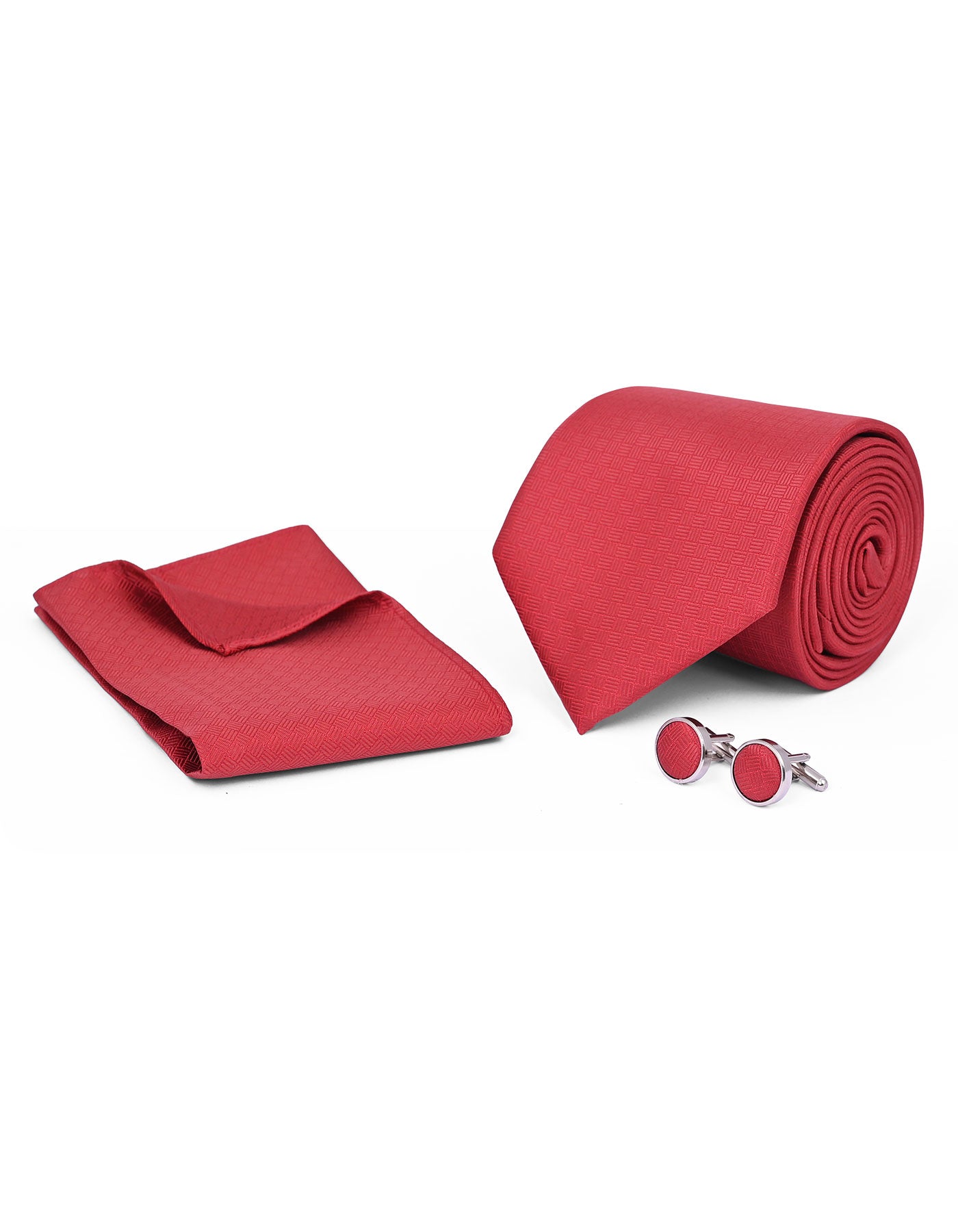 Maroon Self Cufflink Tie Set