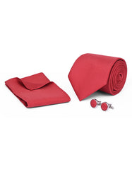 Maroon Self Cufflink Tie Set