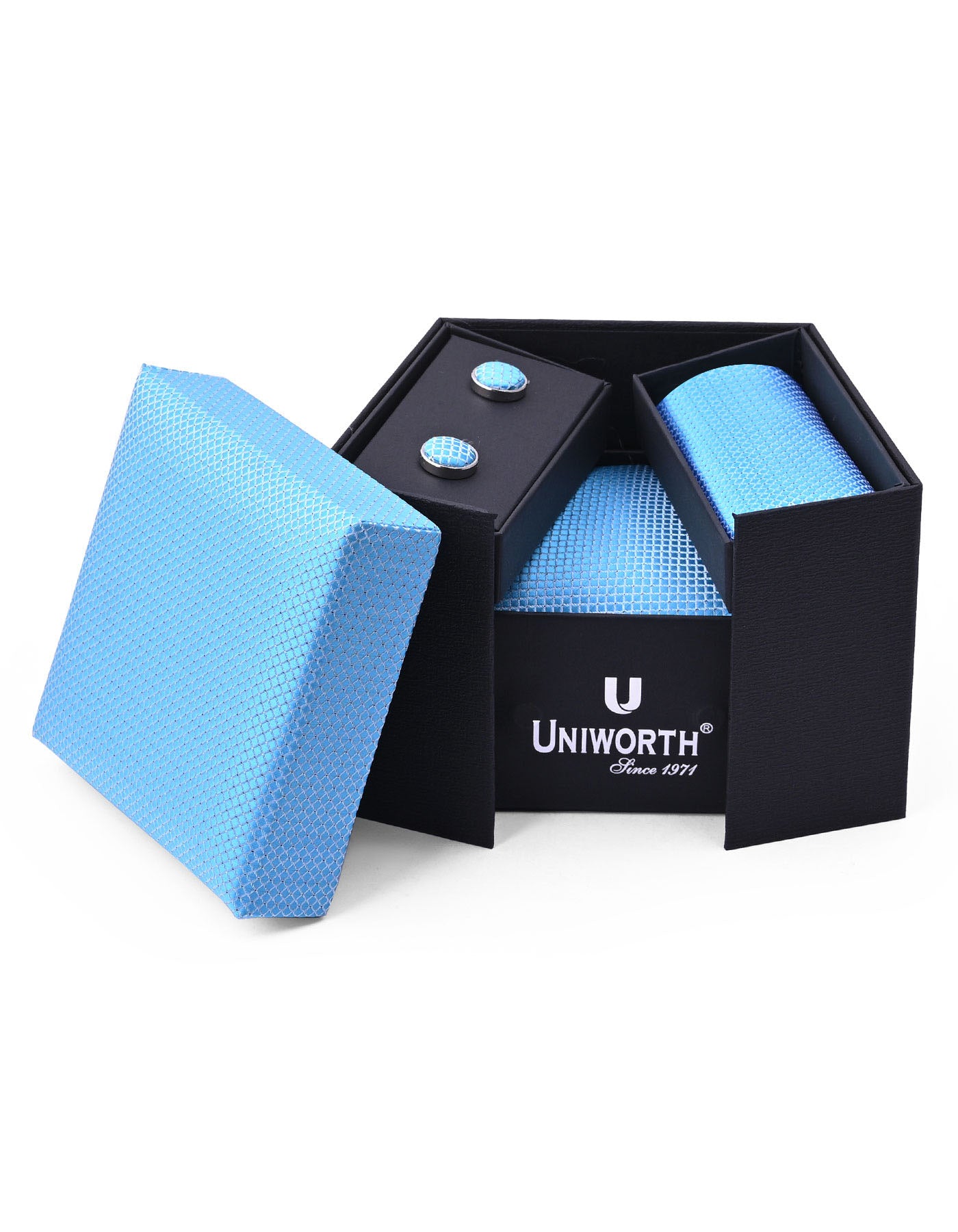 Aqua Self Cufflink Tie Set