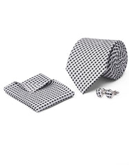 White Check Cufflink Tie Set