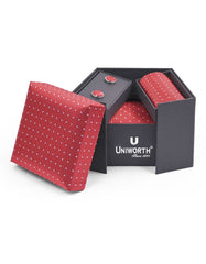 Red Geometric Cufflink Tie Set