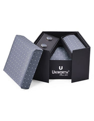 Grey Dotted Cufflink Tie Set