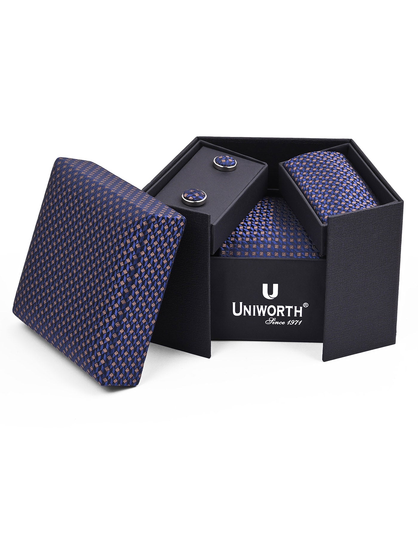 Navy Self Cufflink Tie Set
