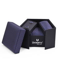 Navy Self Cufflink Tie Set