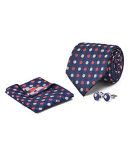 Navy Dotted Cufflink Tie Set