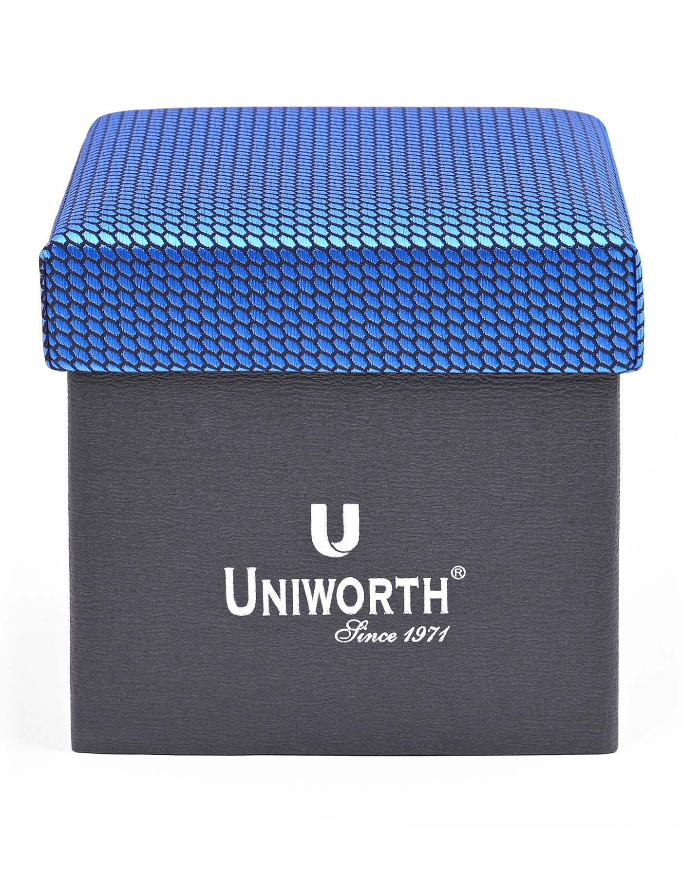 Blue Self Cufflink Tie Set