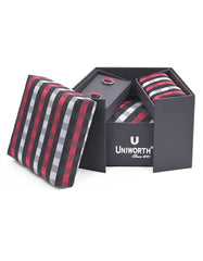 Grey Check Cufflink Tie Set