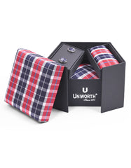 Red Check Cufflink Tie Set