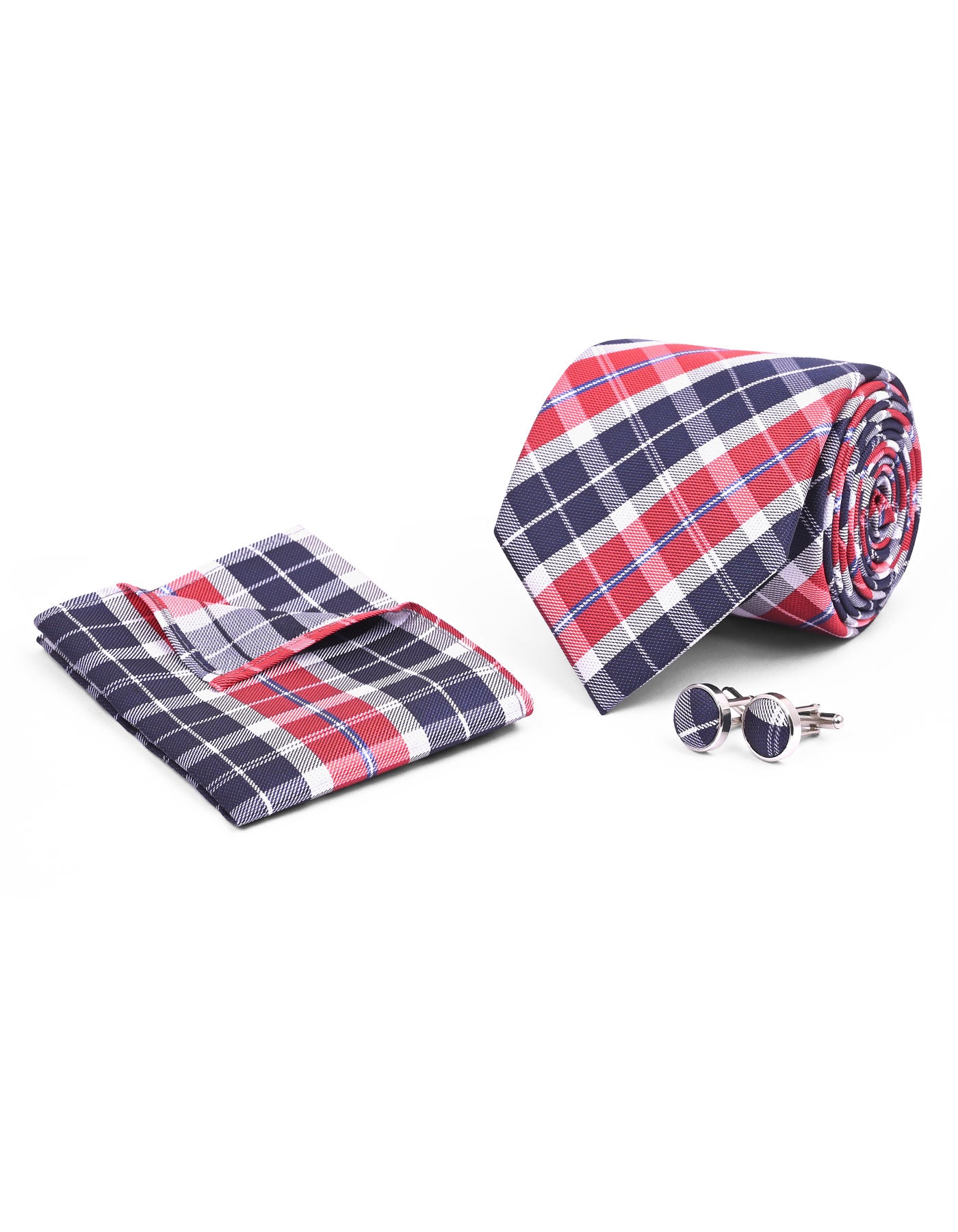 Red Check Cufflink Tie Set