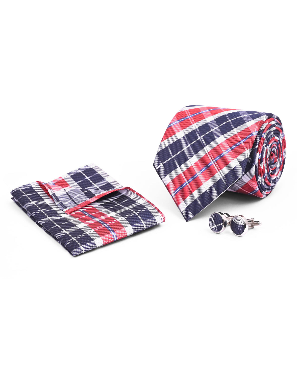 Red Check Cufflink Tie Set