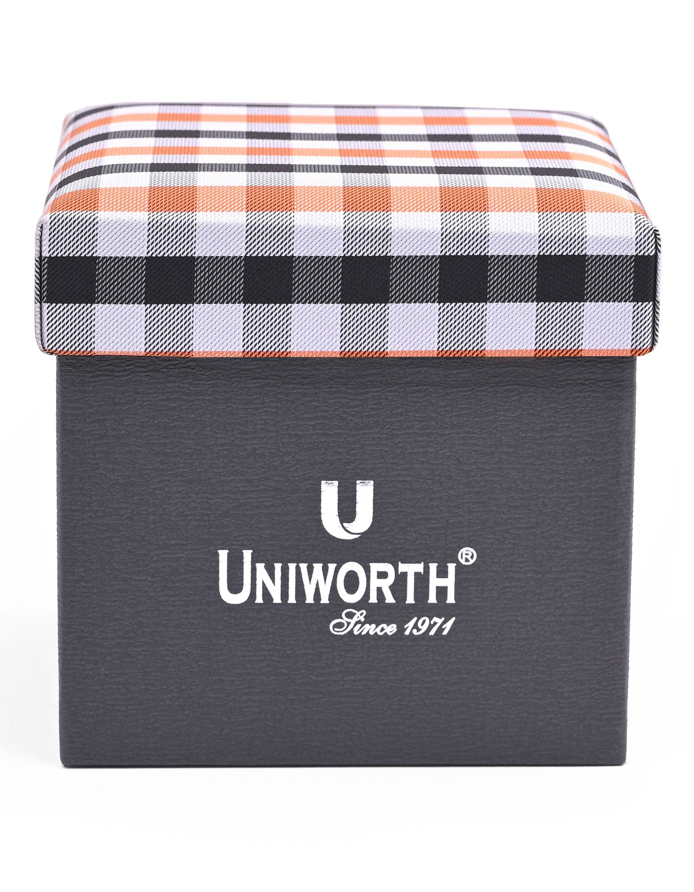 Orange Check Cufflink Tie Set