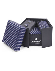 Navy Texture Cufflink Tie Set