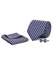 Navy Texture Cufflink Tie Set