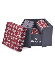 Rust Paisley Cufflink Tie Set