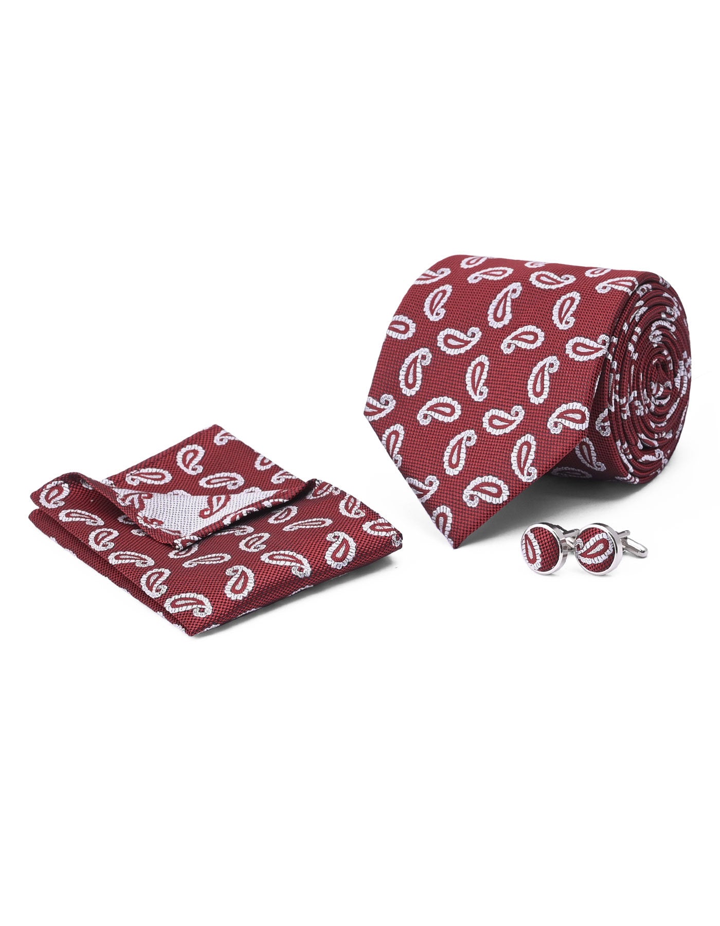 Rust Paisley Cufflink Tie Set