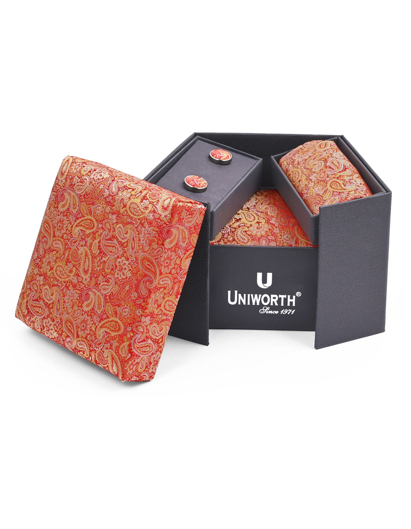 Red Paisley Cufflink Tie Set