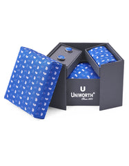 Blue Paisley Cufflink Tie Set