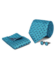 Turquoise Texture Cufflink Tie Set