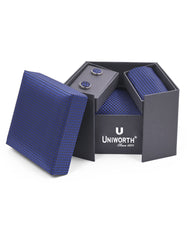 Navy Texture Cufflink Tie Set