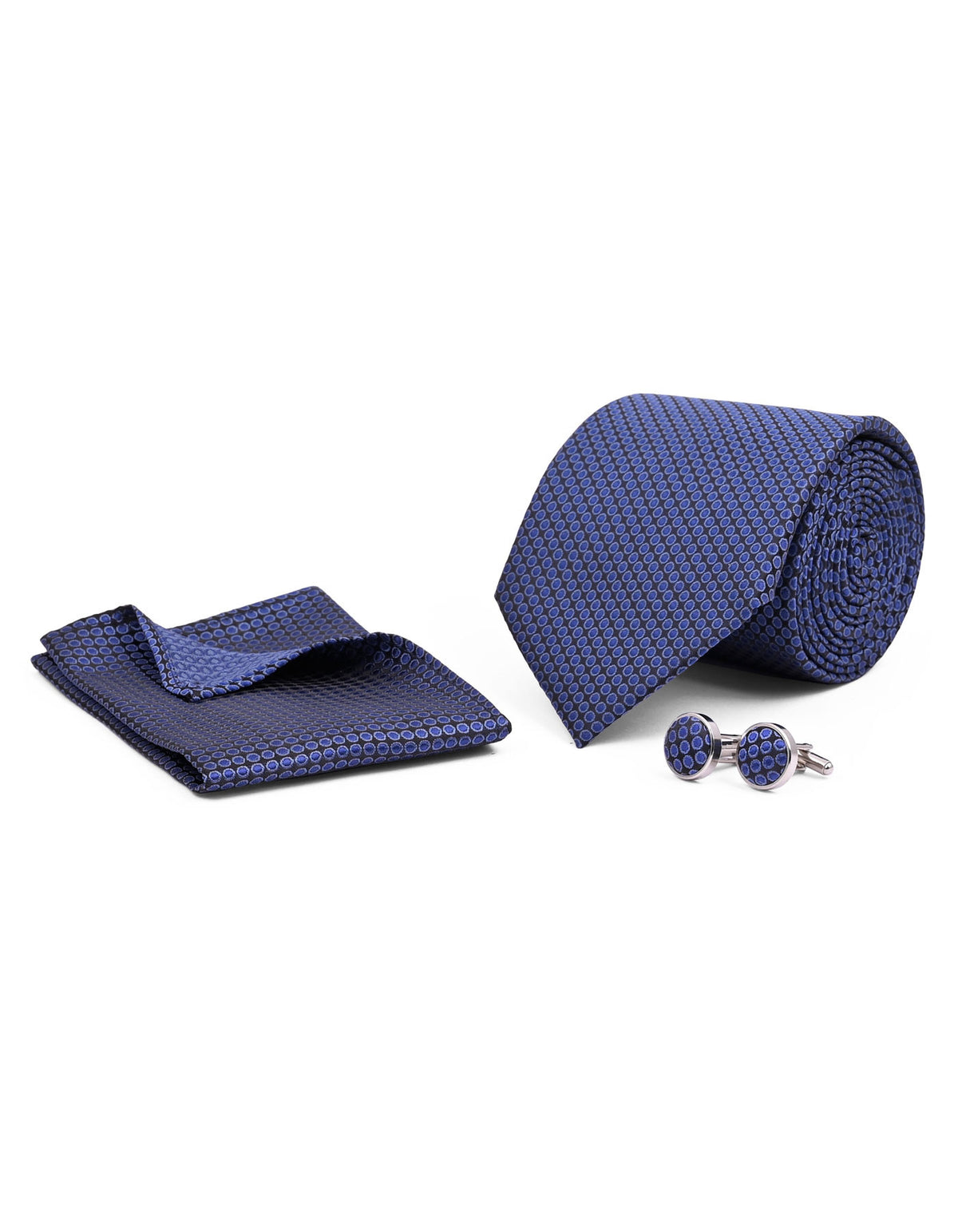 Navy Texture Cufflink Tie Set